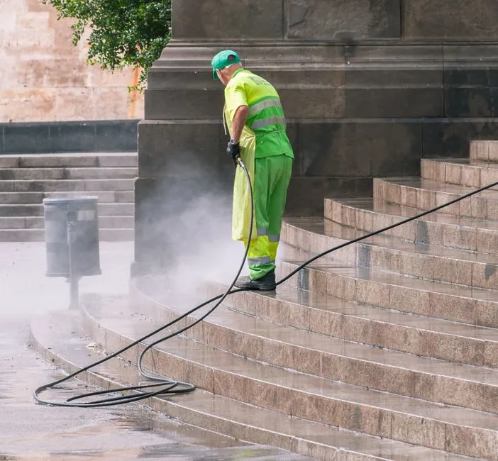 Jet washing a driveway surface