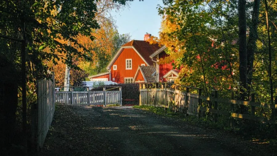 A loose gravel driveway outside a house