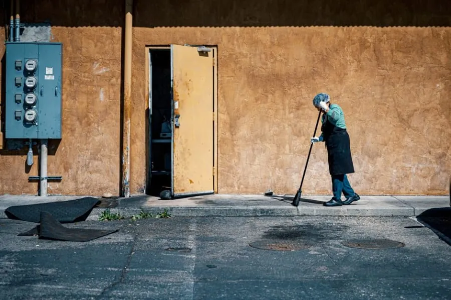 Sweeping a low-maintenance driveway