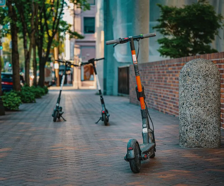 A mobility scooter on a driveway