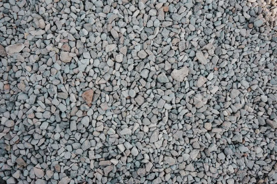 Clean angular gravel prepared as a construction sub-base layer