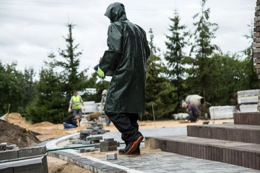 Heavy rain on a construction site