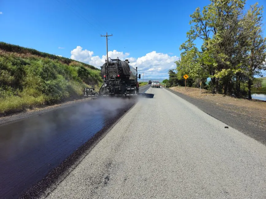 Resin surfacing being laid over a prepared base