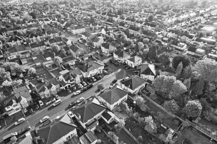 Semi-detached houses with shared access between them