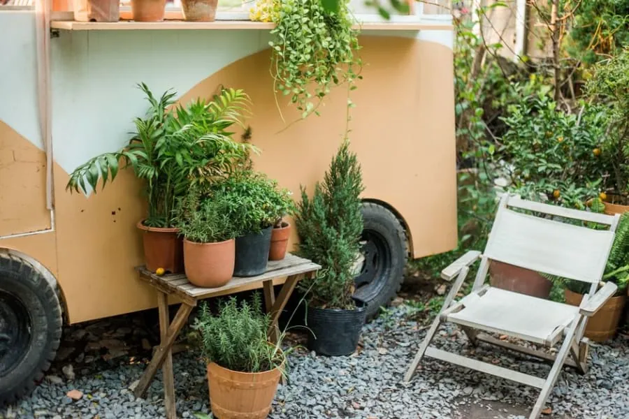 A small patio seating area