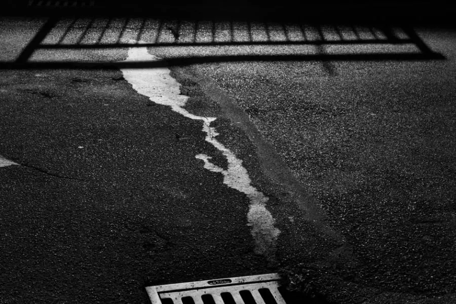 Surface water running into a street drain