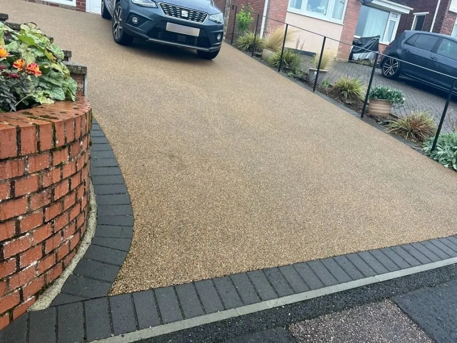 A resin driveway on a slope.
